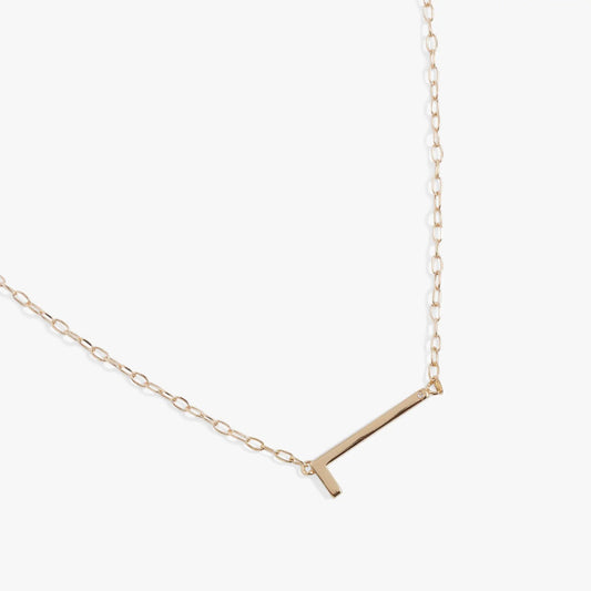 Initial L Precious Elongated Necklace rose gold tone chain with cross pendant on Tampa Home and Garden Store