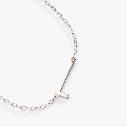 Initial L Precious Elongated Necklace by ALEX AND ANI with silver chain and L shaped pendant on Tampa Home & Garden Store