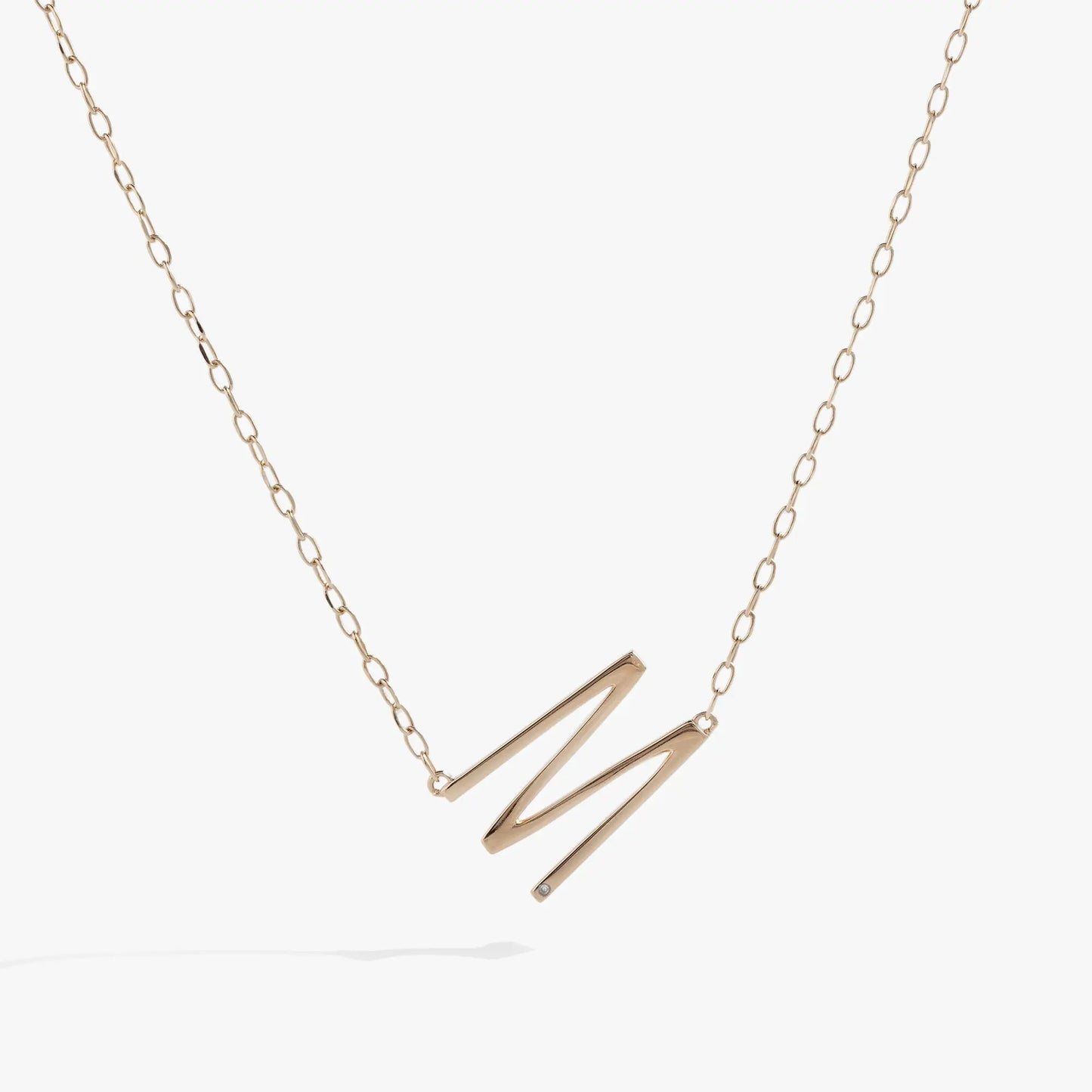 Initial M Pendant with CZ in Silver Vermeil