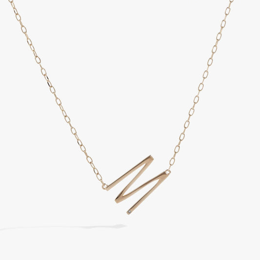 Initial M Precious Elongated Necklace gold-tone chain with elongated M pendant ALEX AND ANI on Tampa Home & Garden Store