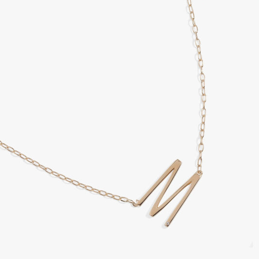 Initial M Precious Elongated Necklace by ALEX AND ANI gold-tone chain with M pendant on Tampa Home & Garden Store