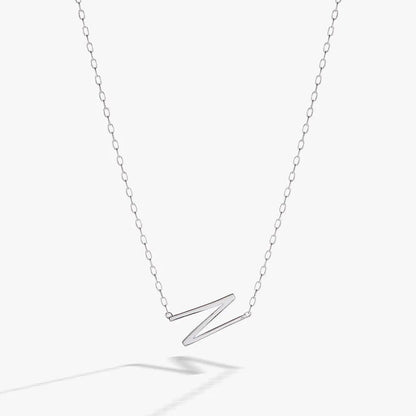 Initial N Precious Elongated Necklace by ALEX AND ANI, silver chain with elongated N pendant on Tampa Home & Garden Store