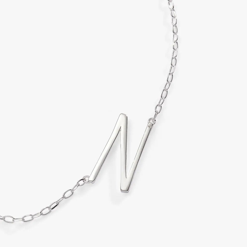 Initial N Precious Elongated Necklace by ALEX AND ANI in silver-tone with N pendant on Tampa Home & Garden Store
