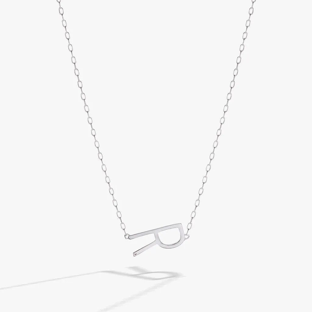 Initial R Elongated Necklace by ALEX AND ANI in silver metal on Tampa Home & Garden Store