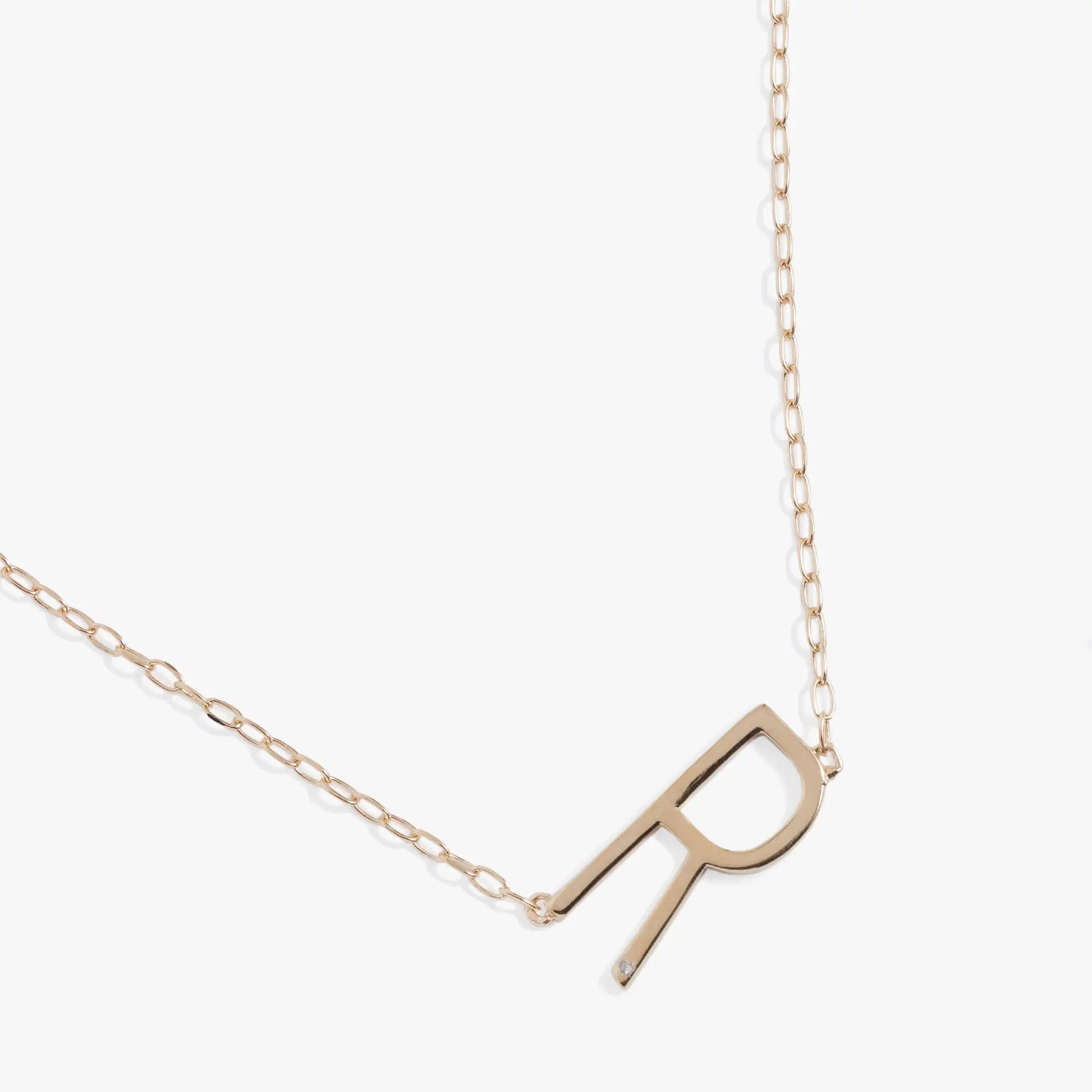 Initial R Precious Elongated Necklace with gold-tone chain and R pendant by ALEX AND ANI on Tampa Home & Garden Store