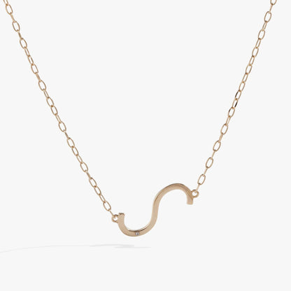 Initial S Precious Elongated Necklace by ALEX AND ANI, gold-tone chain with curved S pendant on Tampa Home & Garden Store
