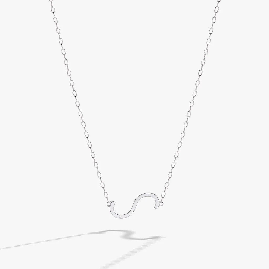Initial S Precious Elongated Necklace in silver with curved S pendant by Alex and Ani on Tampa Home & Garden Store
