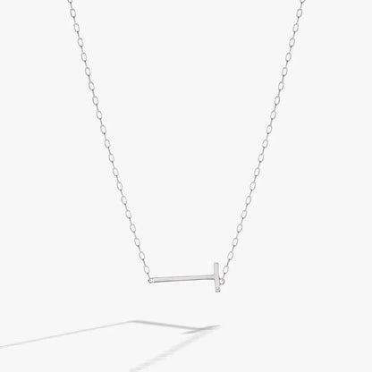 T Initial Necklace CZ Accent In Silver Vermeil