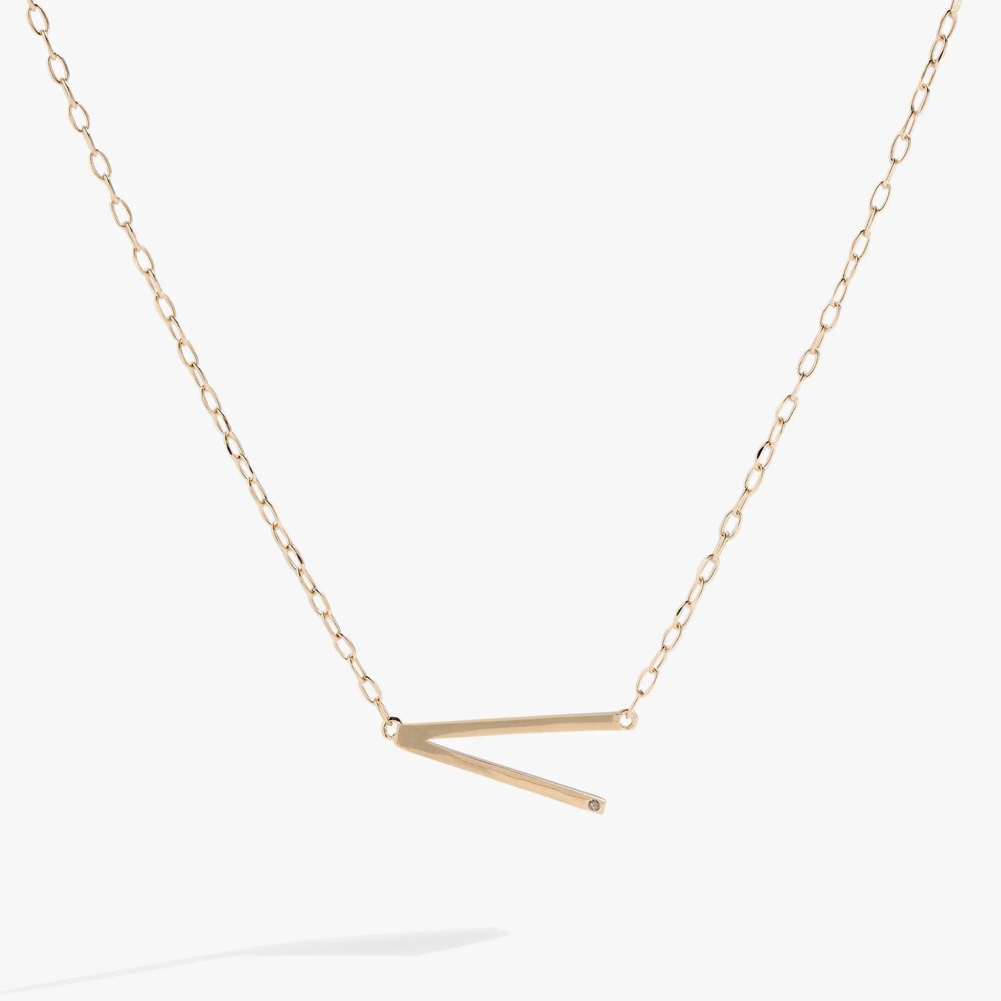 Initial V Precious Elongated Necklace gold-tone with crystal V pendant chain ALEX AND ANI on Tampa Home & Garden Store
