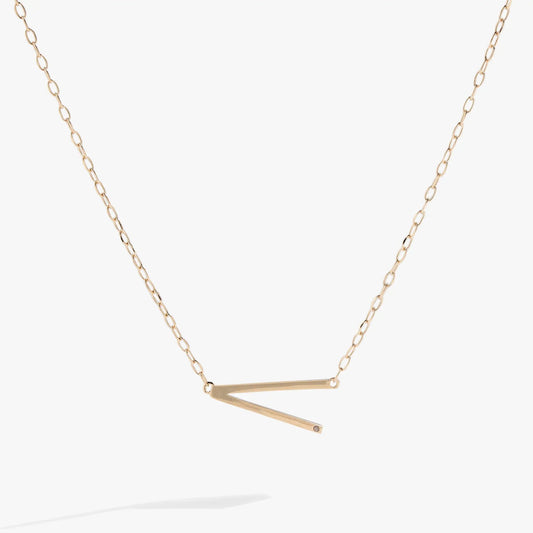 Initial V Precious Elongated Necklace gold-tone with crystal V pendant chain ALEX AND ANI on Tampa Home & Garden Store