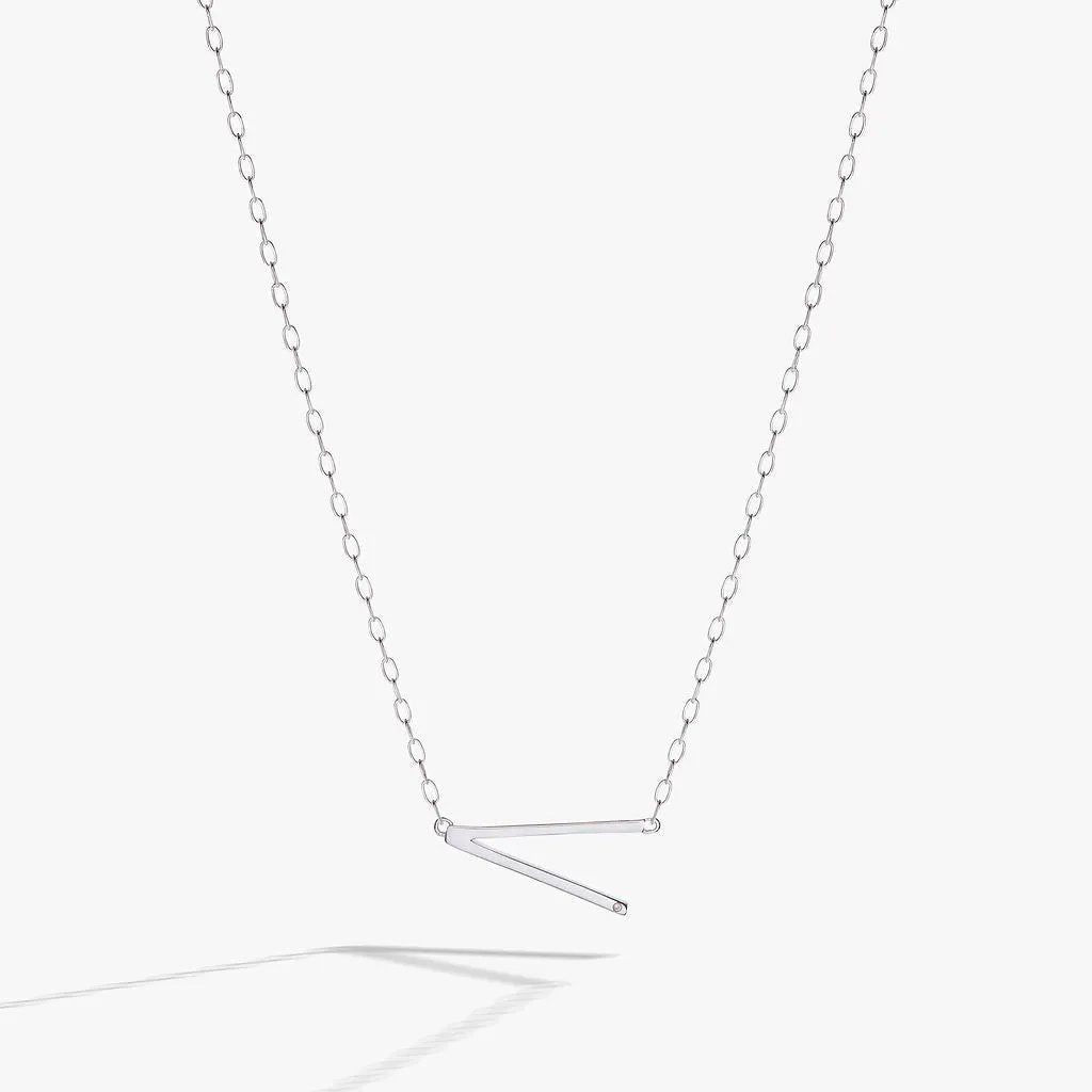 Initial V Precious Elongated Necklace by ALEX AND ANI with silver-tone chain and V-bar pendant on Tampa Home & Garden Store