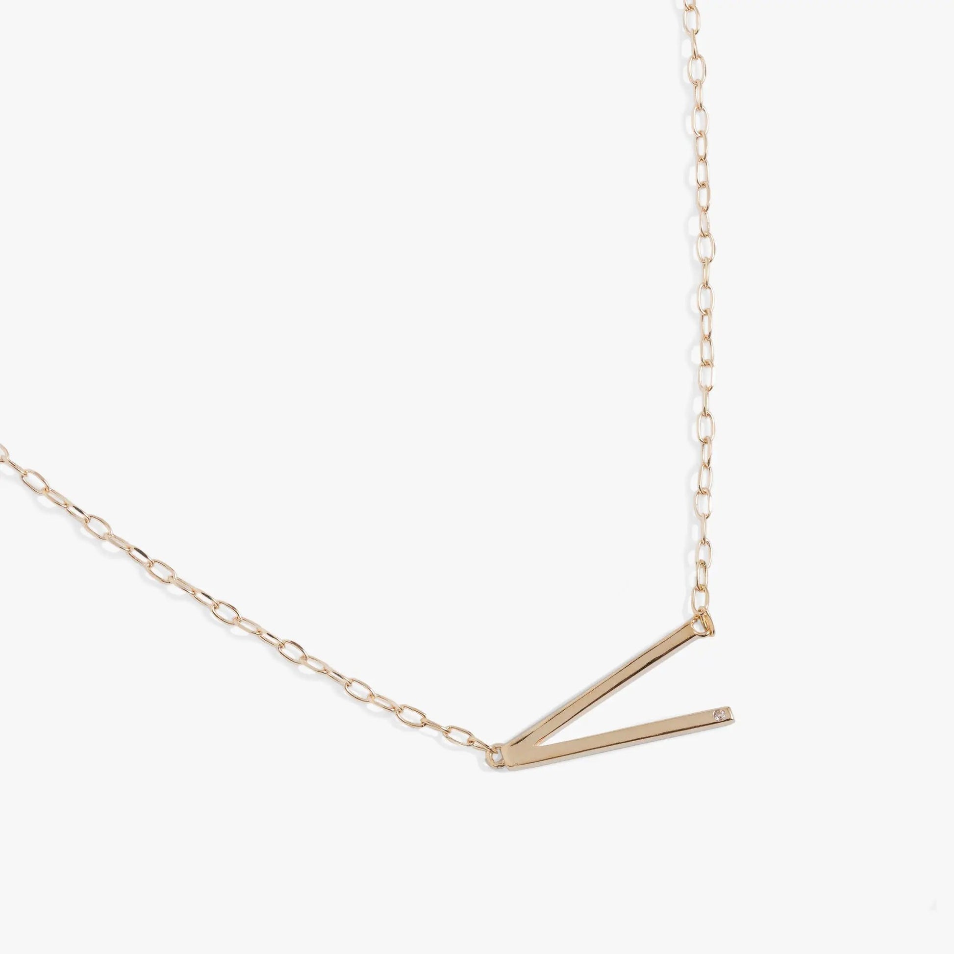 Initial V Precious Elongated Necklace by ALEX AND ANI, rose gold chain with V-bar pendant on Tampa Home & Garden Store