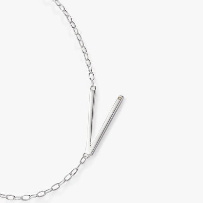 Initial V Precious Elongated Necklace by ALEX AND ANI, silver-tone V pendant on chain on Tampa Home & Garden Store