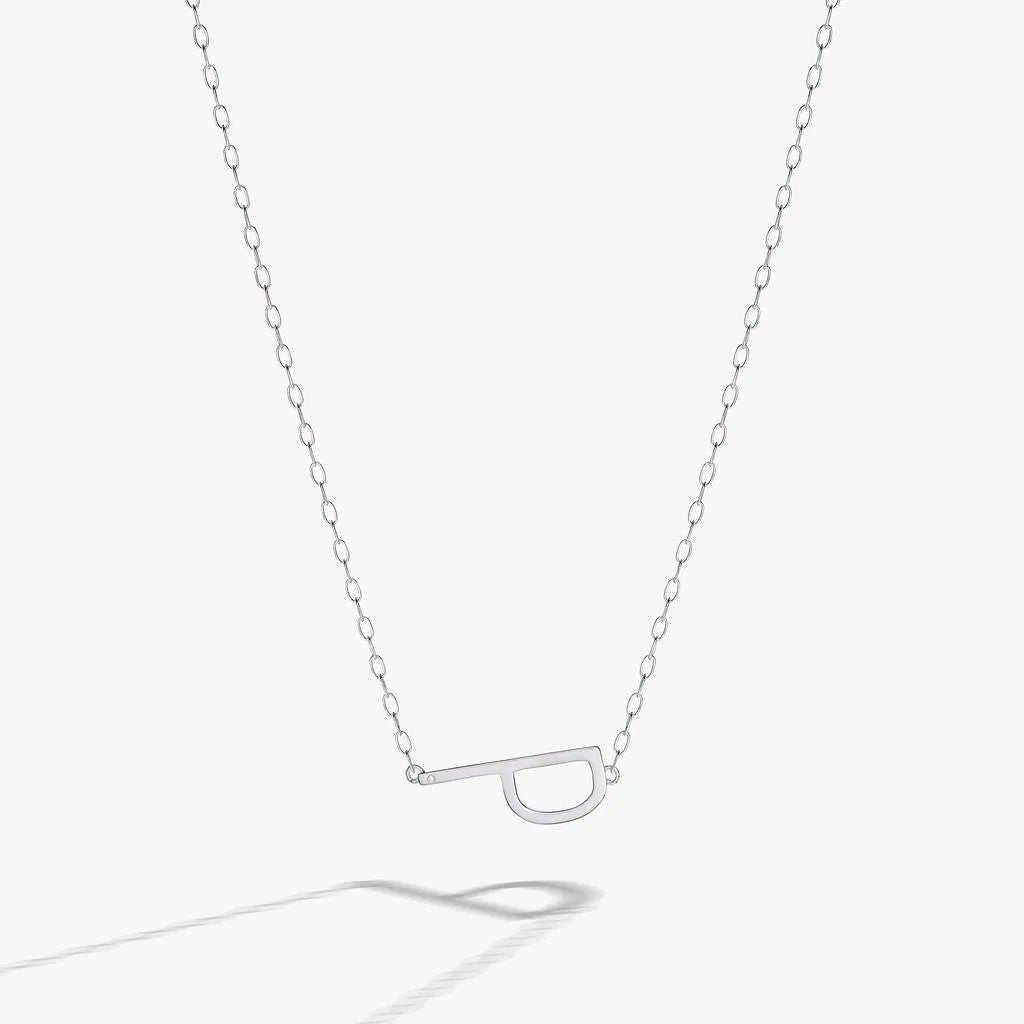 Initial P Precious Elongated Necklace by ALEX AND ANI, silver-tone curved P pendant, on Tampa Home & Garden Store