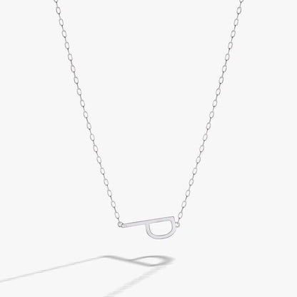 Initial P Precious Elongated Necklace by ALEX AND ANI, silver-tone curved P pendant, on Tampa Home & Garden Store