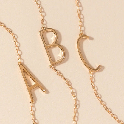 A Initial Necklace with CZ in Silver or Vermeil