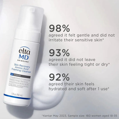EltaMD Skin Recovery Amino Acid Foaming Cleanser bottle with white plastic pump on Tampa Home & Garden Store