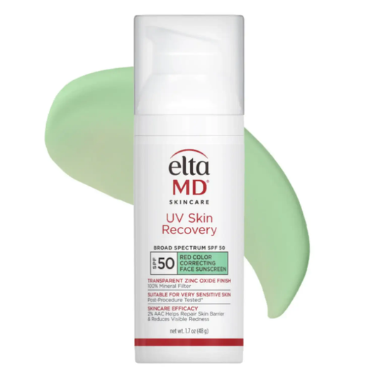 EltaMD UV Skin Recovery sunscreen bottle green-tint, red color-correcting SPF 50 on Tampa Home & Garden Store