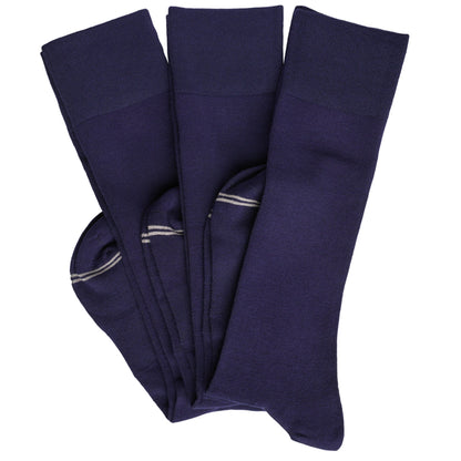 Elton Navy Dress Socks in a Classic Three Pack