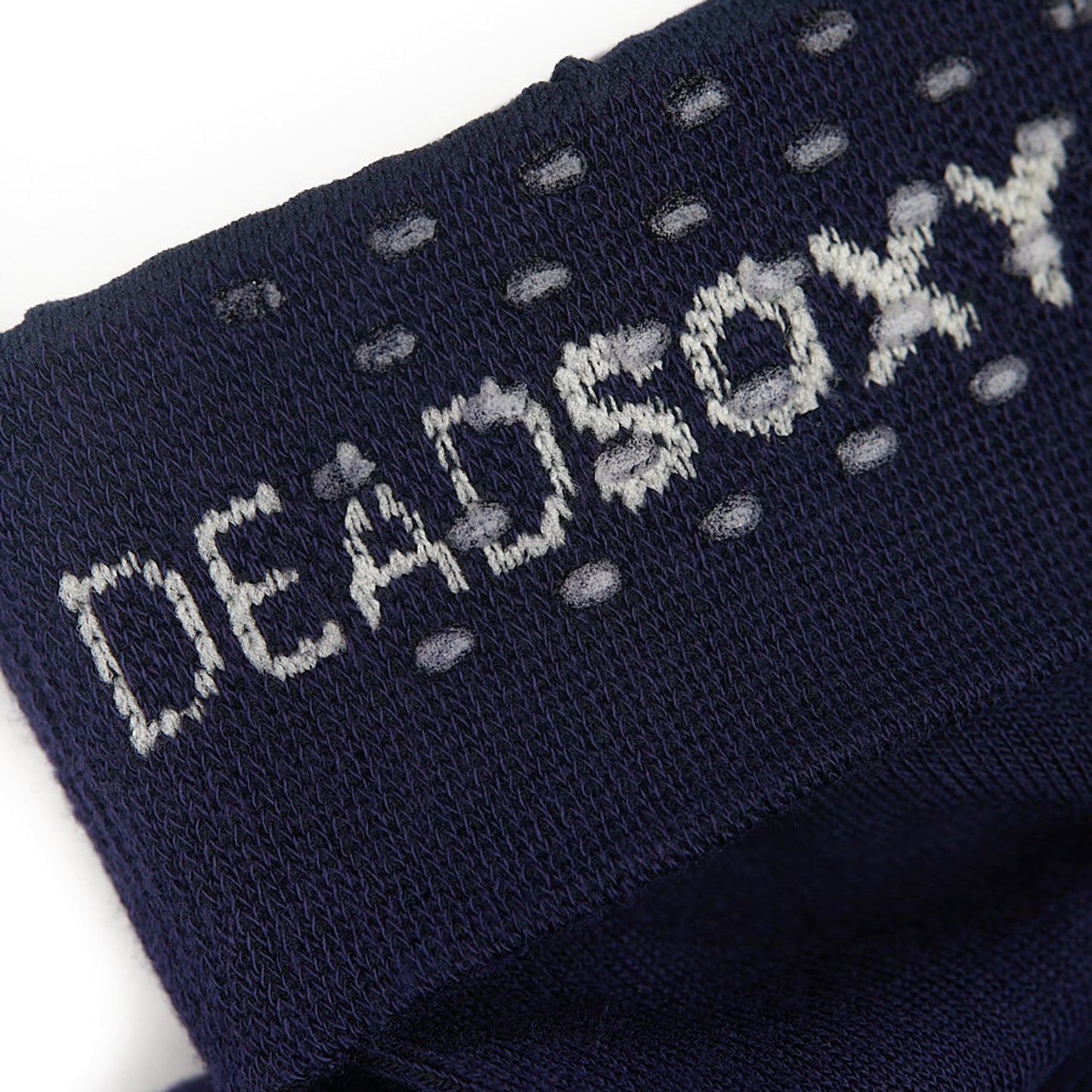 Elton 6-Pack Navy Dress Socks by DeadSoxy, boardroom knit with light gray polka-dot pattern on Tampa Home & Garden Store