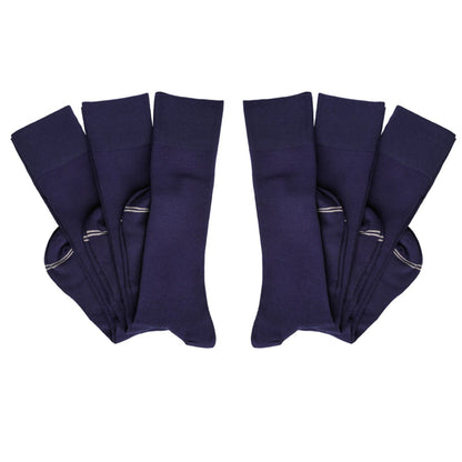Elton 6-Pack Navy Dress Socks DeadSoxy, boardroom socks in navy with subtle stripes on Tampa Home & Garden Store