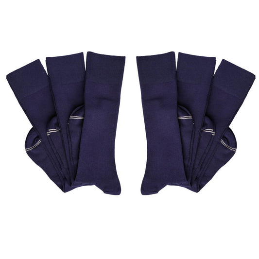 Elton 6-Pack Navy Dress Socks DeadSoxy, boardroom socks in navy with subtle stripes on Tampa Home & Garden Store
