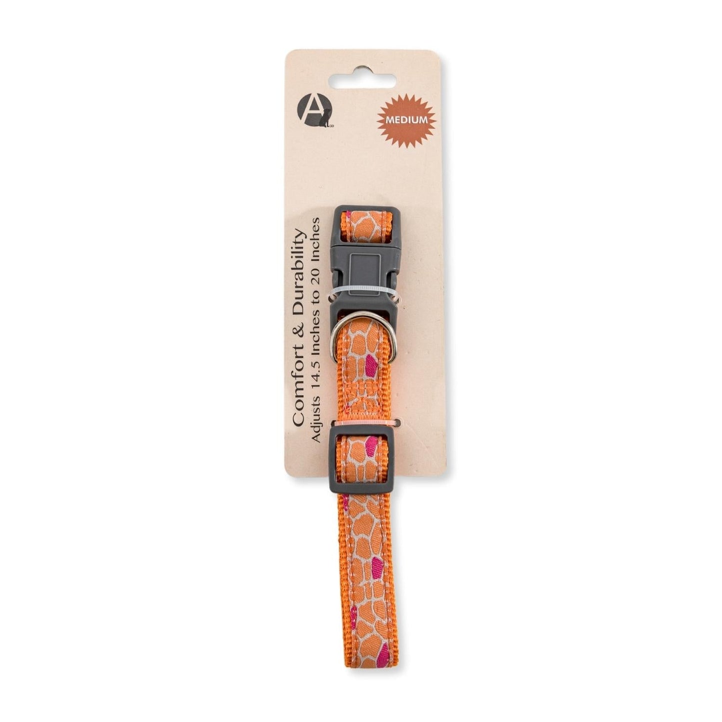 Collar de nailon para perro con diseño de jirafa bordada/estampado animal, ajuste seguro y ajustable