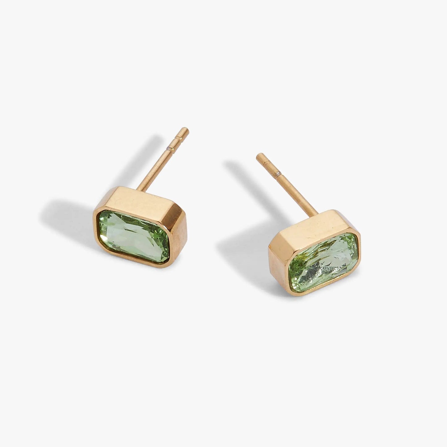 August Emerald-Cut Peridot Stud Earrings