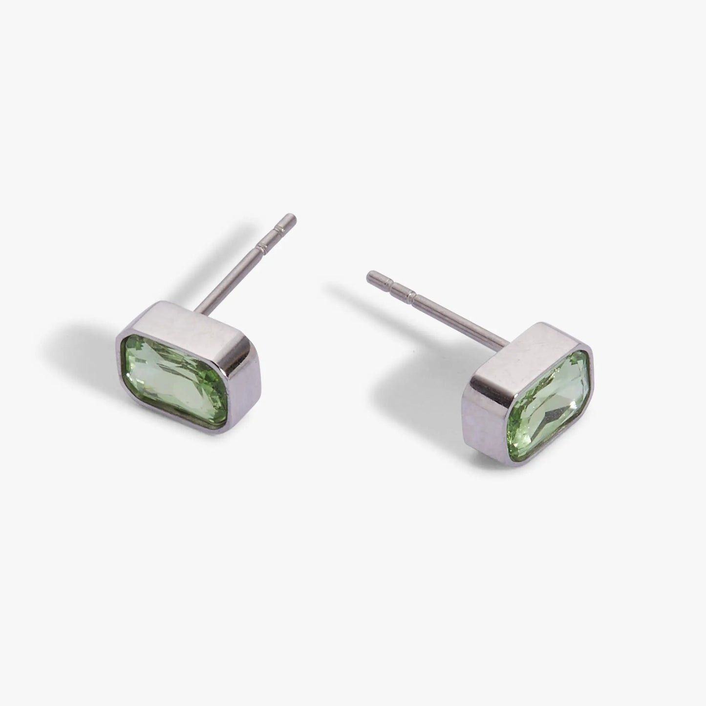 August Emerald-Cut Peridot Stud Earrings