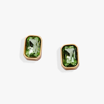 August Emerald-Cut Peridot Stud Earrings