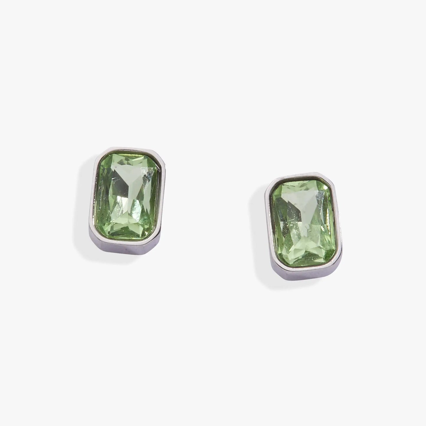 August Emerald-Cut Peridot Stud Earrings
