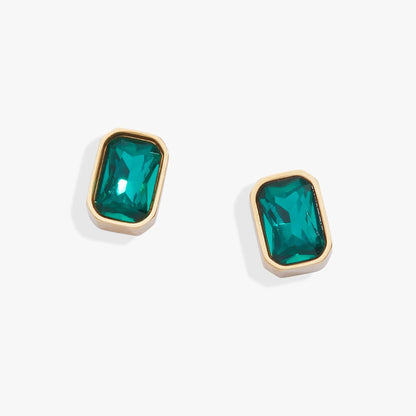 Emerald-cut teal stud earrings, gold-tone bezels, 2 pcs ALEX AND ANI on Tampa Home & Garden Store