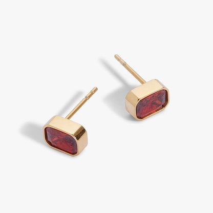 January Emerald-Cut Birthstone Stud Earrings