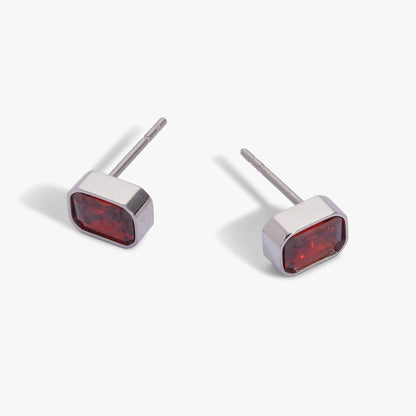 January Emerald-Cut Birthstone Stud Earrings