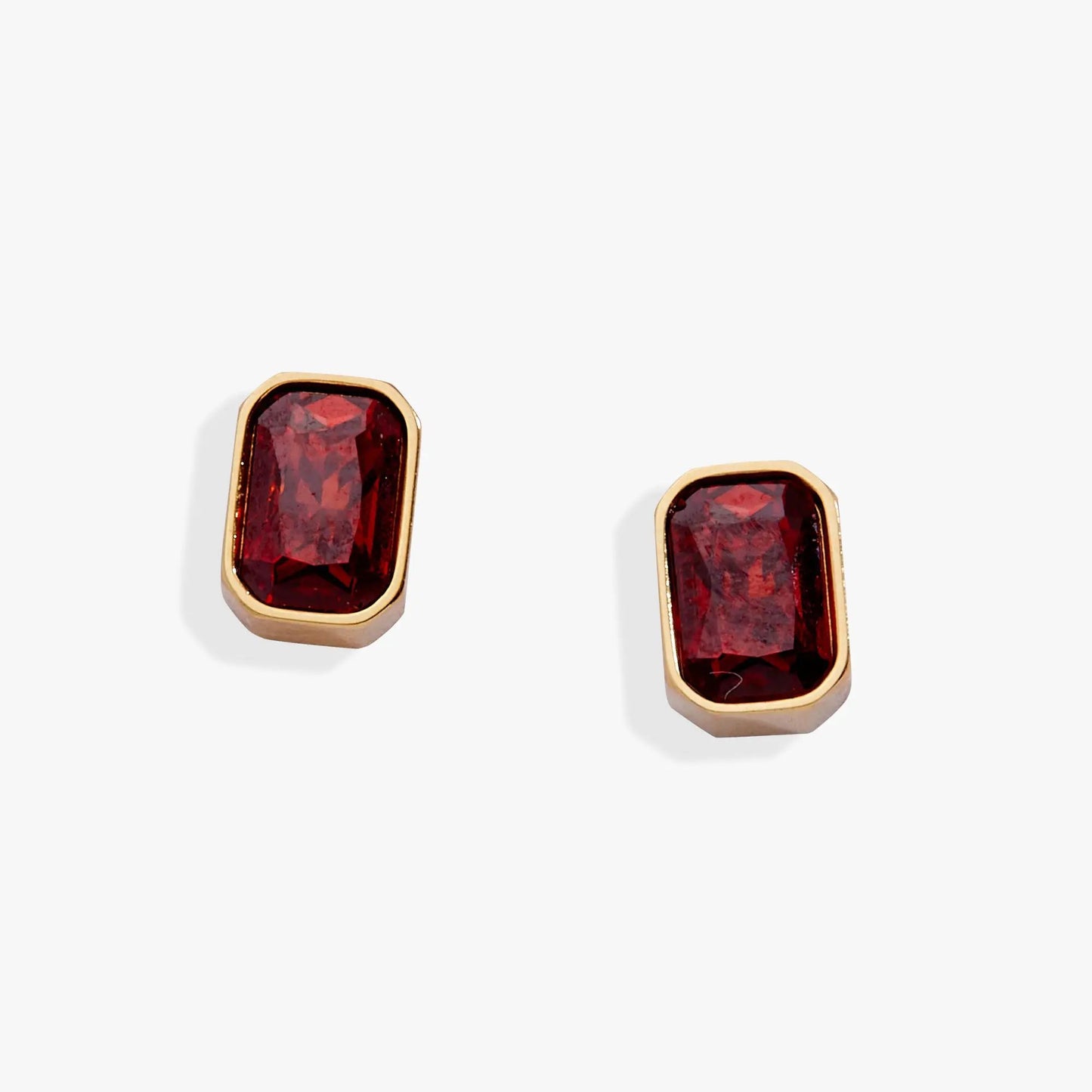 January Emerald-Cut Birthstone Stud Earrings