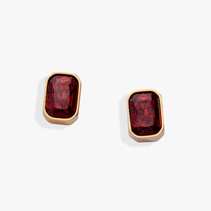 January Emerald-Cut Birthstone Stud Earrings