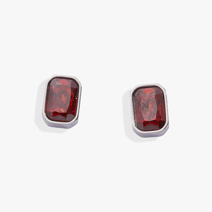 January Emerald-Cut Birthstone Stud Earrings