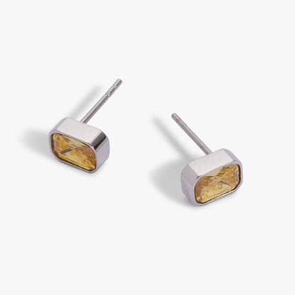 November Glass Topaz Birthstone Stud Earrings