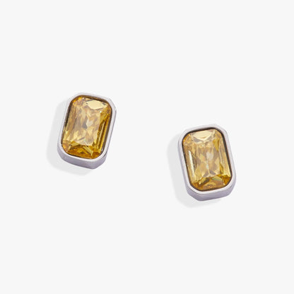 November Glass Topaz Birthstone Stud Earrings