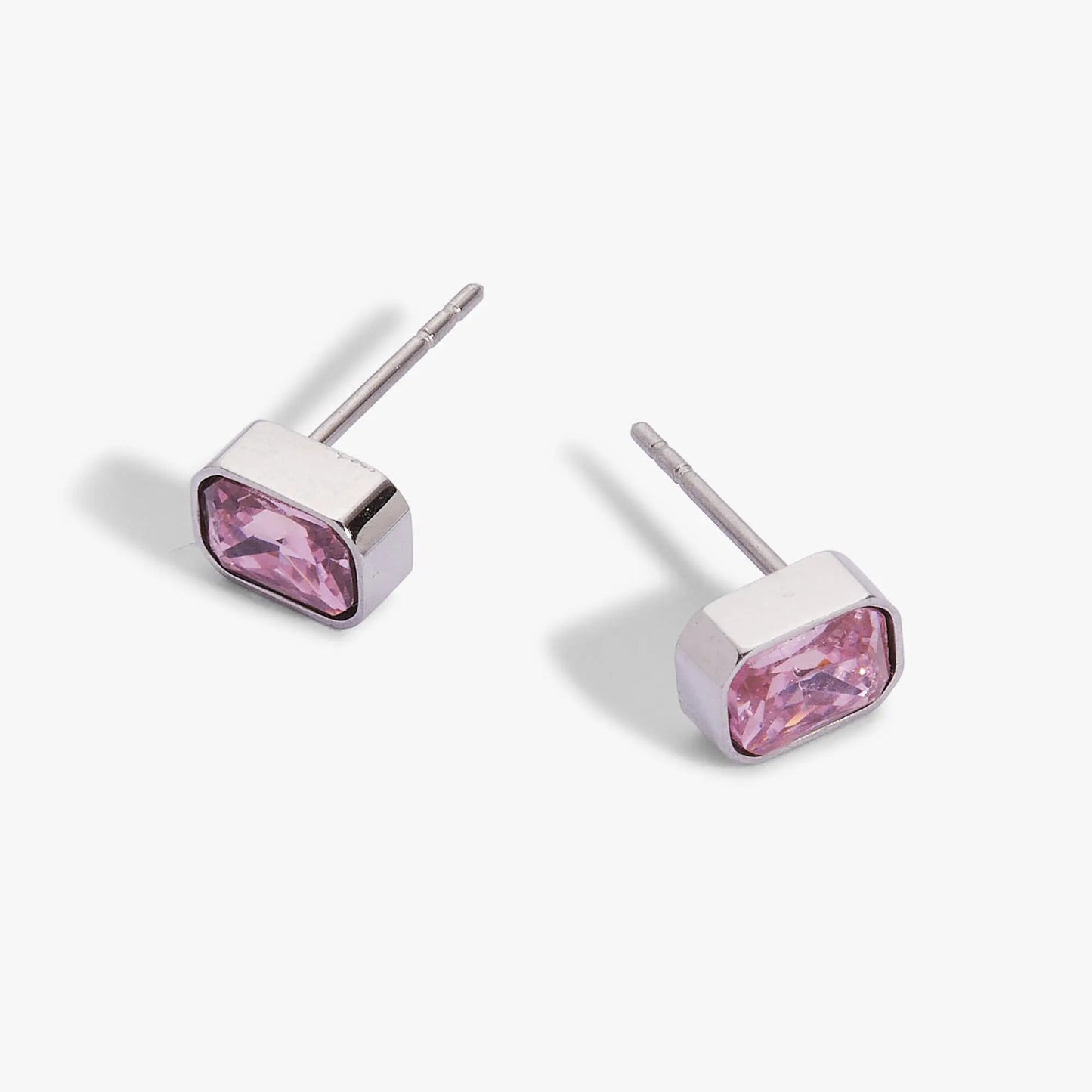October Emerald Cut Birthstone Stud Earrings