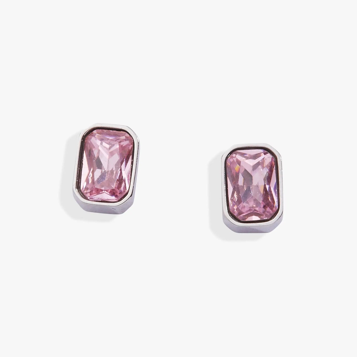 October Emerald Cut Birthstone Stud Earrings