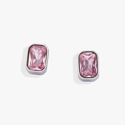October Emerald Cut Birthstone Stud Earrings