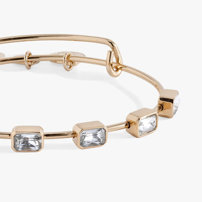 April Birthstone Emerald Cut Bangle by Alex and Ani with bezel-set crystals on Tampa Home & Garden Store