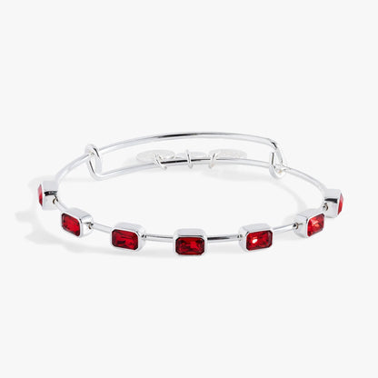 January Birthstone Emerald Cut Bangle, Alex and Ani bracelet with red garnet stones on Tampa Home & Garden Store