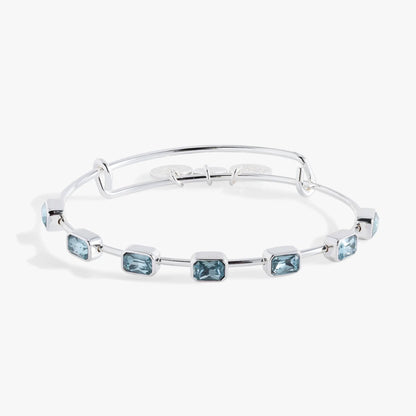 Emerald Cut Birthstone Bangle in March Aquamarine