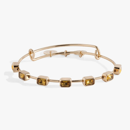 Emerald-cut citrine bangle bracelet in gold-tone metal by ALEX AND ANI on Tampa Home & Garden Store