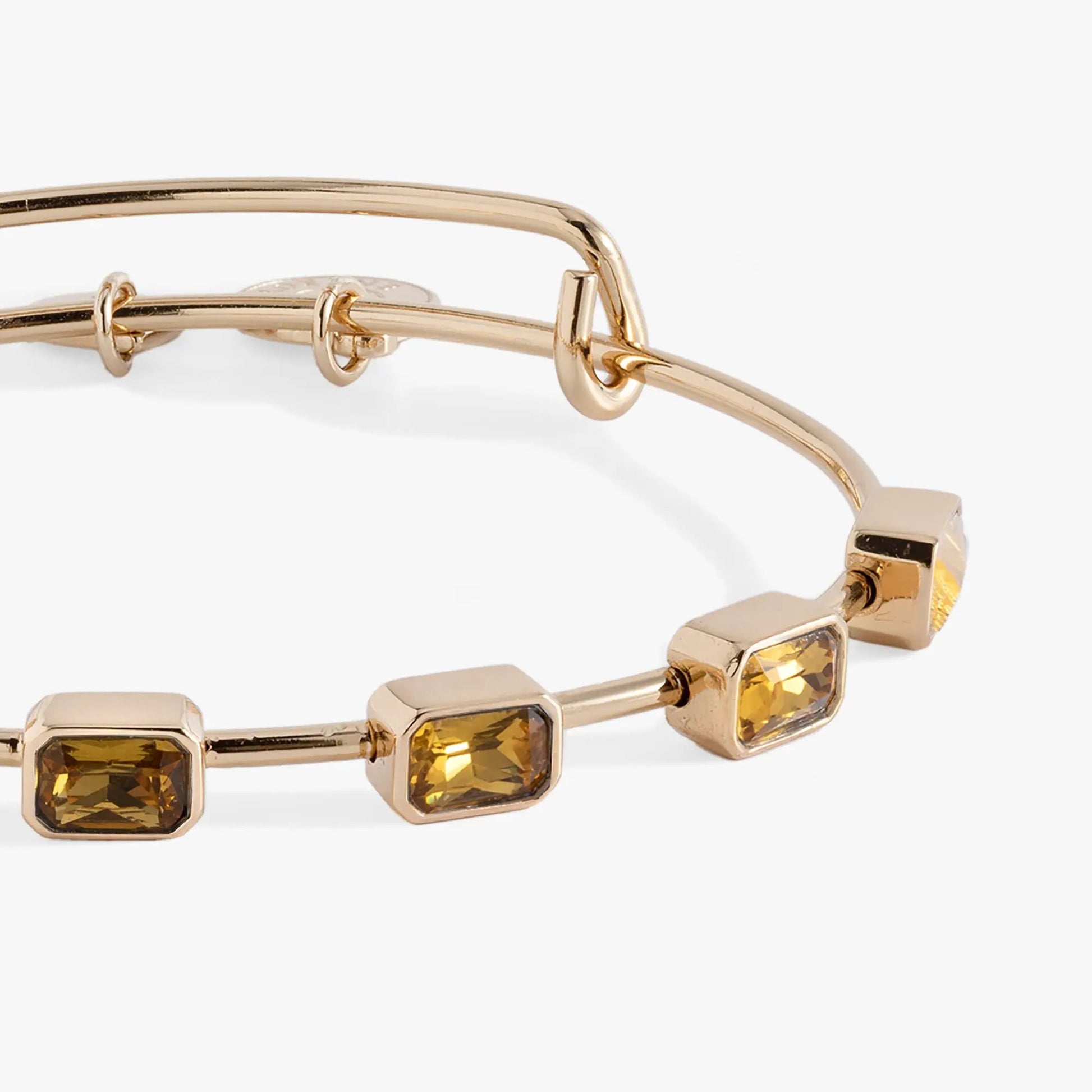 Nov Birthstone Emerald-Cut Bangle, gold-tone bracelet with citrine stones by Alex and Ani on Tampa Home & Garden Store