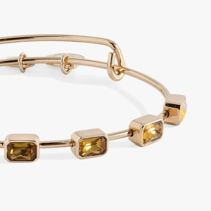 Nov Birthstone Emerald-Cut Bangle, gold-tone bracelet with citrine stones by Alex and Ani on Tampa Home & Garden Store