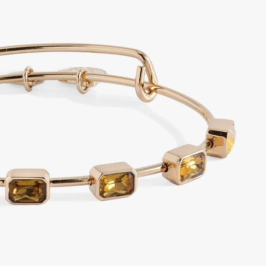 Nov Birthstone Emerald-Cut Bangle, gold-tone bracelet with citrine stones by Alex and Ani on Tampa Home & Garden Store