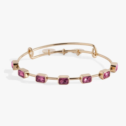 October Emerald Cut Pink Crystal Sparkling Bangle